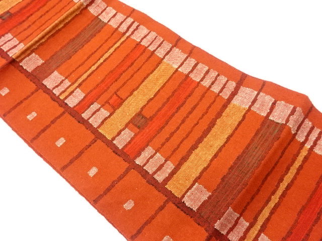 JAPANESE KIMONO / VINTAGE NAGOYA OBI / MAWATA TSUMUGI / WOVEN STRIPE